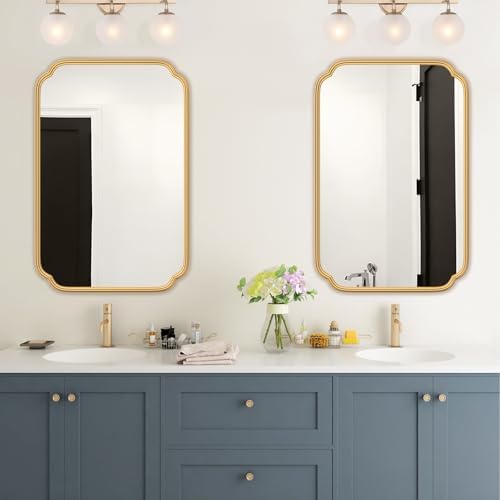 Ferytange Gold Bathroom Vanity Mirror for Wall 24" x 36" Modern Rounded Rectangle Mirror with Metal Framed Mirrors for Over Sink Wall Decorative (Horizontal/Vertical) - Image 2