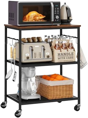Homleke 3-Tier Rolling Kitchen Microwave Cart, Utility Cart by Homleke