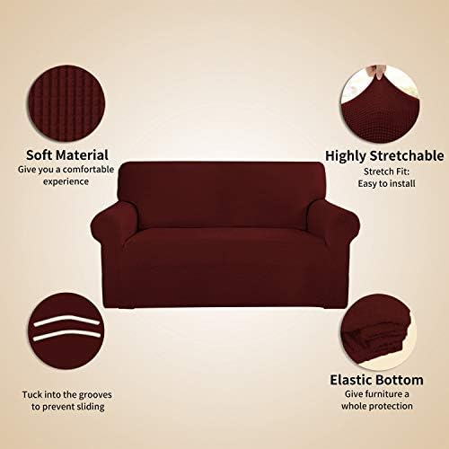 Easy-Going Stretch 4 Seater Oversized Sofa Couch Cover Wine - Image 4