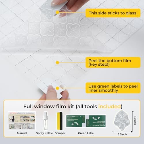 OHTMERU Window Privacy Film Decorative Non-Adhesive, Reusable, Anti-Glare - Image 6