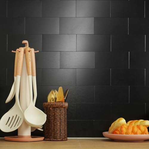 Vamos Tile 100-Piece Peel and Stick Backsplash Seamless Tile,3''x6'' Brushed Black Metal Subway Tile,Stick on Backsplash for Kitchen/Bathroom/Laundry Room - Image 3