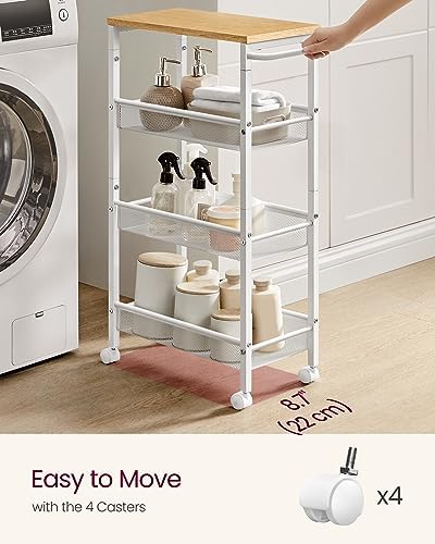 VASAGLE 4-Tier Slim Rolling Storage cart with Wheels, 8.7 Inches, Metal - Image 4
