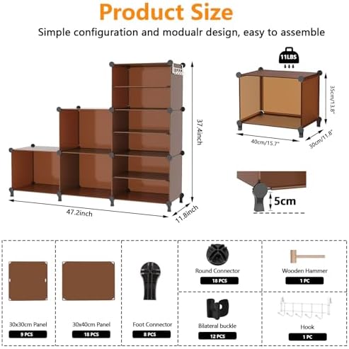 AWTATOS Closet Organizer 6 Cube Storage Shelves, Cocoa Brown - Image 3