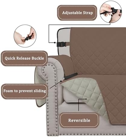 Easy-Going Reversible Couch Cover, Chair 30 in, Brown/Beige - Image 3