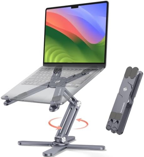 OMOTON LA10 360° Rotating Laptop Stand Riser Foldable for Desk, Space Grey by OMOTON