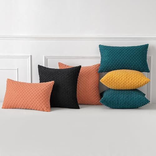 MIULEE Lumbar Decorative Throw Pillow Covers 12x20 Teal Blue Corduroy - Image 4