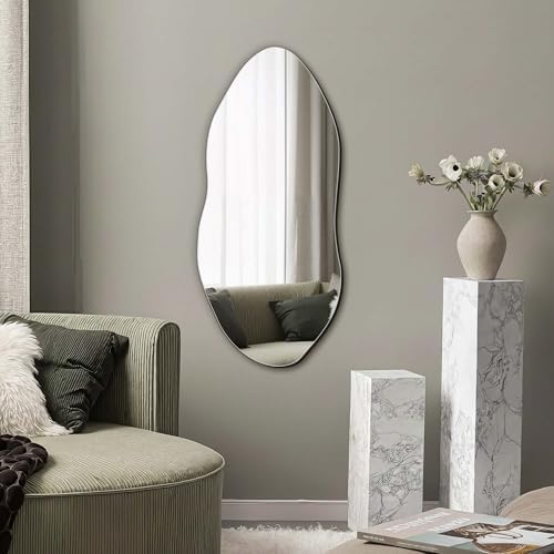 Delma Irregular Wall Mirror, 32"x14" Slim Vertical Wavy Design - Image 7