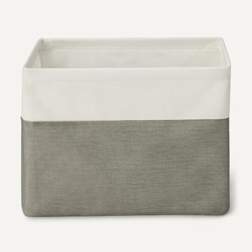Amazon Basics Collapsible Storage Bins with Faux Leather Handles, Foldable Organizing Containers for Closet, Charcoal, Large, 3-Pack - Image 3