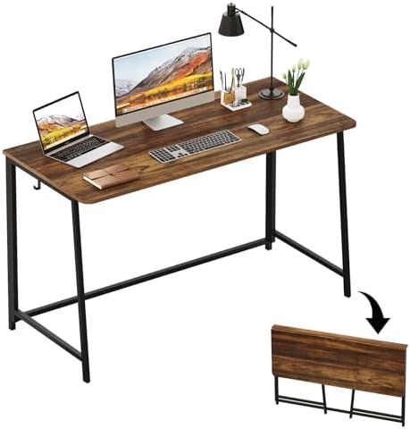 WOHOMO Folding Desk, 47.2" Foldable Computer Table for Small Spaces, Walnut by WOHOMO