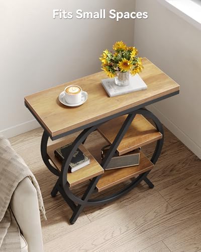 LITTLE TREE End Table, Set of 2 Narrow Side Table with 4-Tier Large Storage Space, Modern Bedside Table for Living Room, Home Office, Bedroom, Natural - Image 4