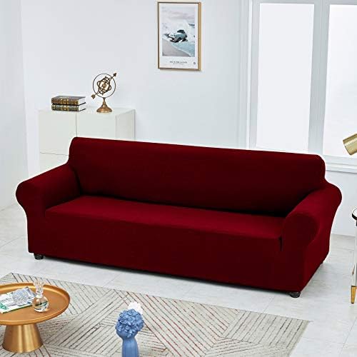 Joccun Christmas Stretch Loveseat Couch Cover Slipcover, 1-Piece Sofa Cover for 2 Cushion Couch Spandex Jacquard Washable Furniture Protector Cover for Living Room,Kids,Pets（Loveseat,Red Dahlia） - Image 4