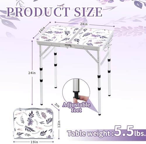 Yriuat Folding Camping Table 2ft Portable Picnic Table, Misty Lilac - Image 3