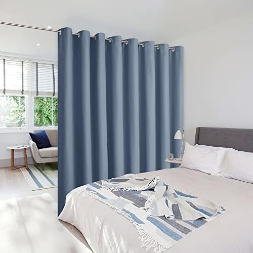 NICETOWN Closet Door Curtain, Room Separator Heavy Curtains Screens Partitions, Utter Blackout Extra Large Grommet Top Folding Room Dividers Curtain Panel (1 Piece, 9ft Tall x 15ft Wide, Stone Blue) by NICETOWN