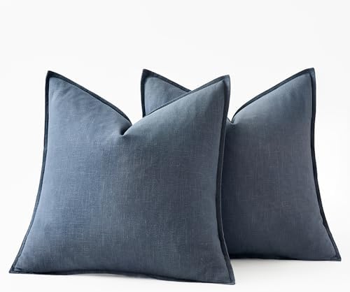 MIULEE Decorative Linen Euro Sham Pillow Covers 26x26 Inch Blue Ashes - Image 7