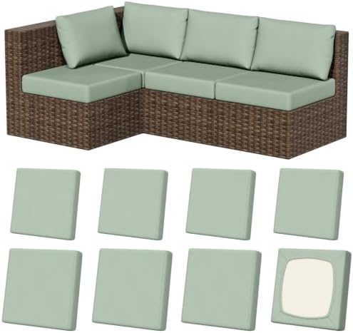 8Pcs Outdoor Cushion Covers, Stretch Patio Furniture Couch Chair Slipcovers by VORSHAPE