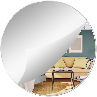 9.44" Round Acrylic Mirror Tile, 0.06" Thick Plastic Wall Mirror by DARENYI