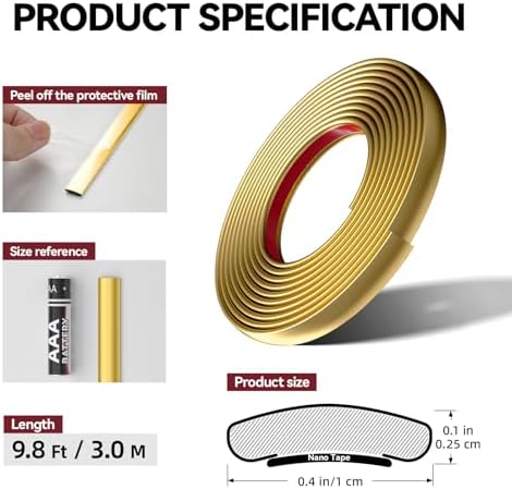 9.8 Ft Peel and Stick Wall Molding Trim, Flexible PVC Trim - Image 3