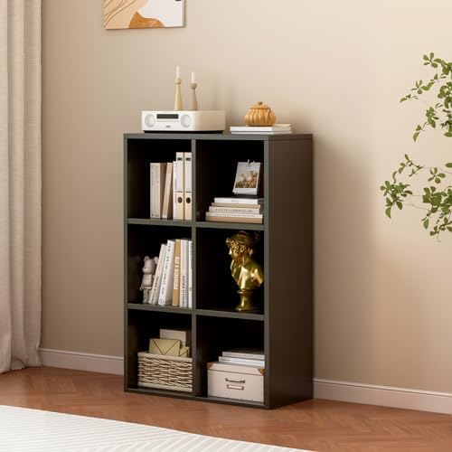 OSCHF 6-Cube Storage Shelf Bookcase, Black - Image 2