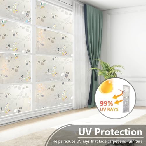 LEMON CLOUD Frosted Glass Window Privacy Film,Mimosa Pattern,35.4″ x 78.7″ - Image 6