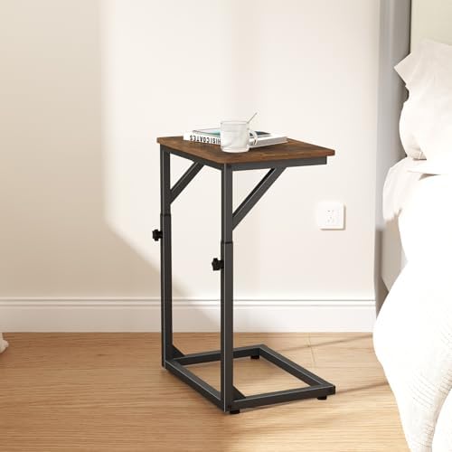 5-Level Adjustable C-Shaped End Table, Small Side Table for Couch, Sofa TV Tray Table for Living Room, Bedroom, Bedside ET-ZA-BRW1 - Image 4