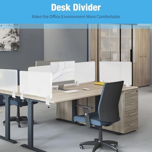 Desk Divider 4 Pcs Desk Privacy Panel 23.6''L x 15.8W'' Office Partitions Frosted Acrylic Panel Pack of 4 Desk Divider Partition with Adjustable Universal Base - Image 4