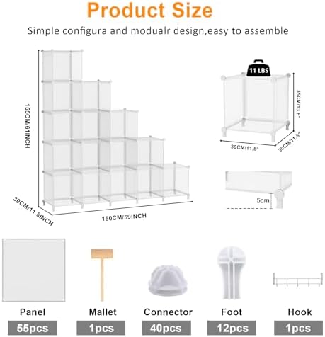 AWTATOS Cube Storage Organizer, 16 Cube Closet Organizers, Clear - Image 5