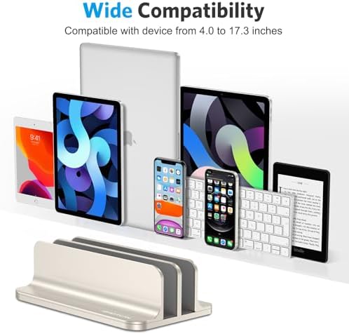 OMOTON Dual Vertical Desk Laptop Stand Holder, Fits MacBook Air, Starlight - Image 3