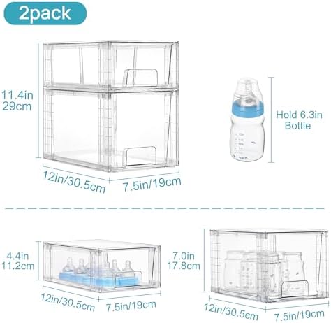 Vtopmart Clear Stackable Storage Drawers, 4 Pack Kitchen Cabinet Set - Image 2
