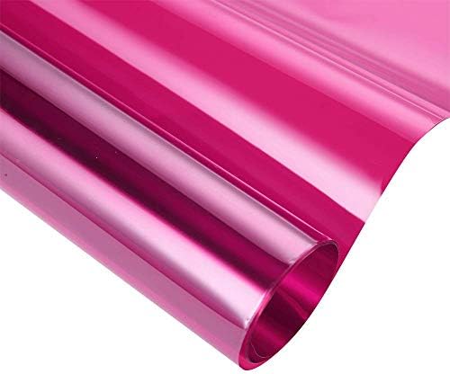 Transparent Decorative Window Film Anti UV Colorful Adhesive Vinyl Heat Insulation Solar Window Tinting Sheets Glass Film for Christmas Home Decoration, 35.4Inch x 10Feet, Dark Pink by SUMAGITIN