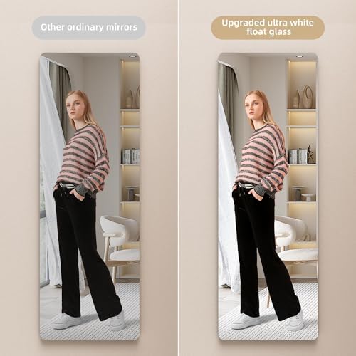Hasipu Door Mirror Full Length, 47"x 16" Full Body Over The Door Hanging Wall Mounted Mirror for Bedroom, Living Room, Cloakroom, Round Black - Image 6
