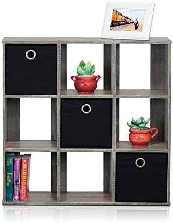 Furinno Simplistic 9 Cube Storage Organizer, Bookcase, French Oak Grey - Image 6