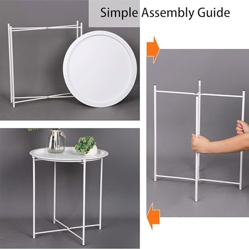 End Table Set of 2, Outdoor Side Table, Small Patio Round Folding Metal Side Tables for Outdoor,Living Room,Bedroom Balcony and Office, 2 PCS - Image 7