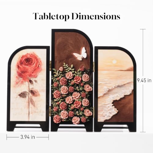 Tabletop Folding Screen, Vintage Floral Desk Partition - Image 2