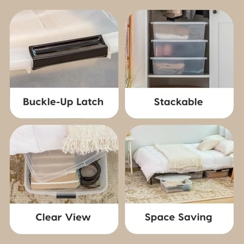 IRIS USA 3-Pack, 33 Qt. Under Bed Storage Bin with Lids, Clear - Image 5