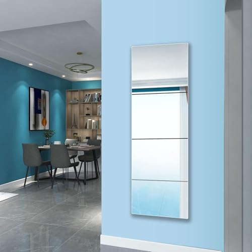 quegau Full Length Safety Shatterproof Mirror for Kids, Plastic Wall Mirror Made of Acrylic Plexiglass, 4 Pcs 12" x16", Long Bedroom Door Closet Mirror for Home Gym Body Workout - Image 3