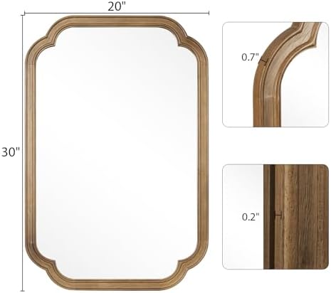 WallBeyond 20" x 30" Rounded Corner Arch Wall Mirror with Wood Frame for Entryway, Living Room or Bedroom Home Decor - Light Woodgrain, Honey-Colored - Image 6