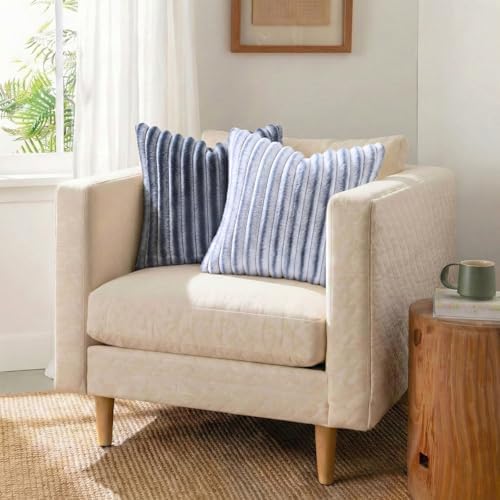 Pallene Faux Fur Decorative Throw Pillow Covers 18x18 Set of 2, Ombre Blue - Image 4
