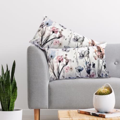 Flower Lumber Throw Pillow Covers 12x20 Set of 2, Flowers Pillow Cushion Cases, Modern Decorative Square Pillowcases for Sofa Couch Bedroom Living Room Car Seat - Image 6