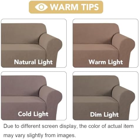 H.VERSAILTEX Stretch Couch Covers for Sofa 1 Piece Slipcovers for Couches and Sofas 3 Seater Couch Cover Feature Thick Checked Jacquard Fabric with Elastic Bottom(Large Sofa 90"-100" Wide, Macchiato) - Image 3
