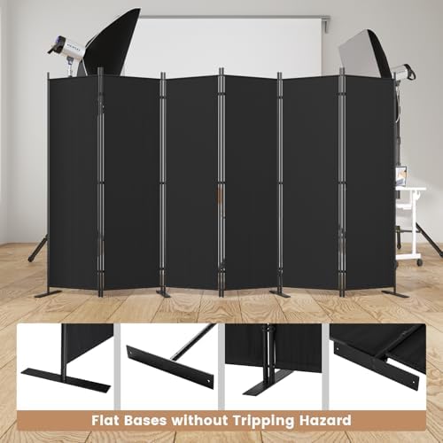 C-Hopetree 6 Panels Room Divider, 6 Ft Tall Indoor Folding Privacy Screen, Portable Partition Separator, Freestanding Separation Temporary Wall for Office, Bedroom, 120" W X 71" H, Black - Image 6