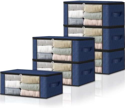HomeHacks 6-Pack Clothes Organizer Storage Bags, 35L Storage Bins, Blue by HomeHacks