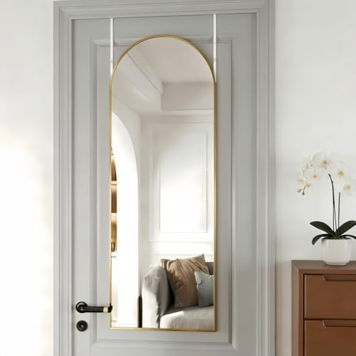 50"x 17" Full Length Door Mirror with Stand, Full Body Mirror, Gold - Image 6
