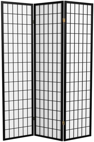 Red Lantern 6 ft. Tall Window Pane Shoji Screen - Black - 3 Panels by RedLantern