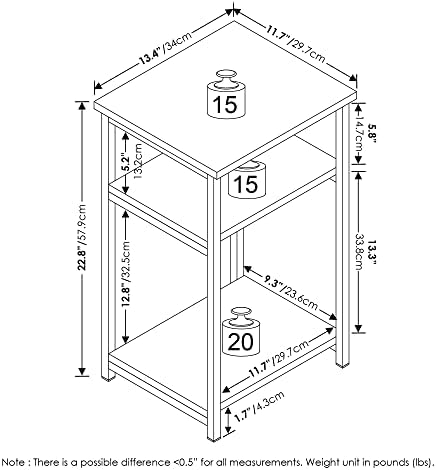 Furinno JUST 3-Tier Metal Frame Telephone Table, Espresso - Image 3