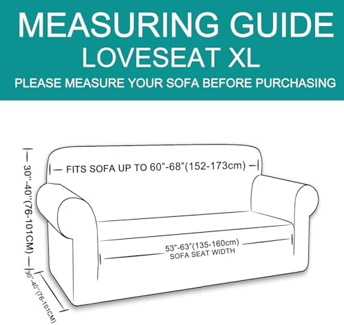 U-NICE HOME Oversized Stretch Loveseat Couch Cover, Blue - Image 6
