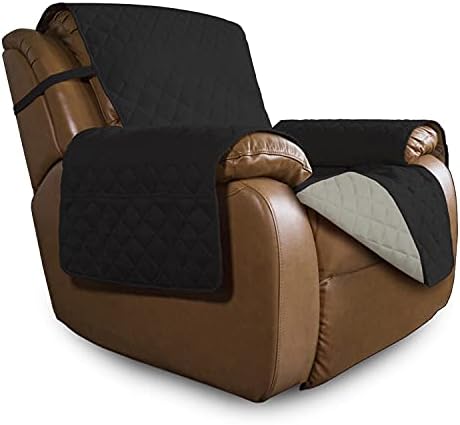 Easy-Going Reversible Couch Cover, Oversized Recliner, Black/Beige by Easy-Going