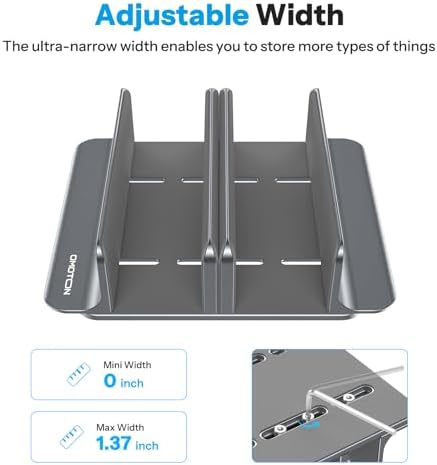 OMOTON 3-Slot Multiple Vertical Laptop Stand, Fits All MacBook, Grey - Image 2