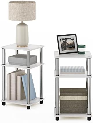 Furinno JUST Toolless 3-Tier Side Table Set of 2, Open Shelf, White Oak - Image 6
