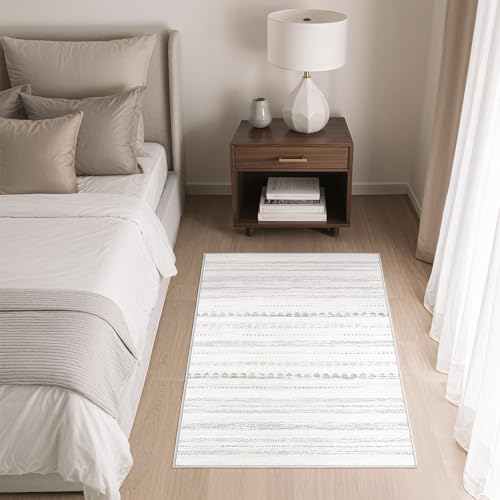 Nakagishi Boho 2x3 Washable Area Rug Non Slip Carpet for Entryway Gray - Image 4