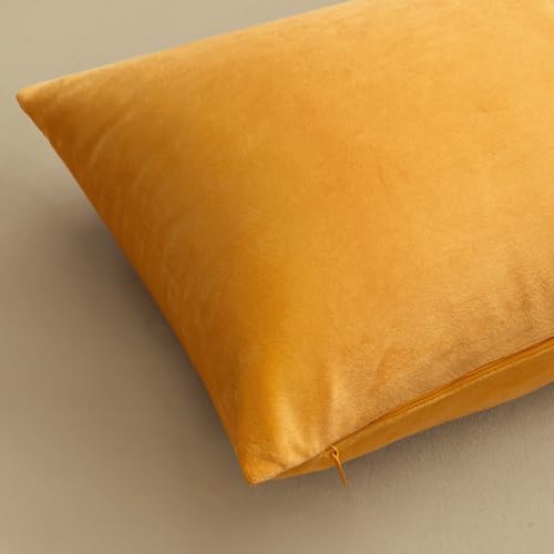 MIULEE Velvet Throw Pillow Covers 18x18 Inch Pack of 2 Gold - Image 6